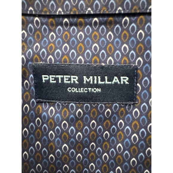 Peter Millar Dess Shirt Mens Large Blue All Over Print‎ Geometric Collection - Picture 2 of 6
